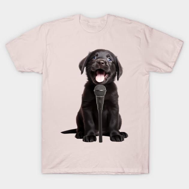 Adorably singing black Puppy T-Shirt by NatashaCuteShop